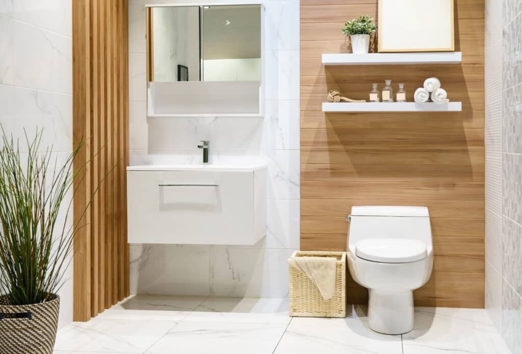 Residential Cleaning vecteezy modern light wooden bathroom 1884340 Turn Klean